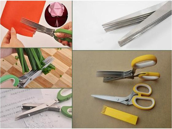 Herb Scissors Stainless Steel 5-Blade Multi-Cutter