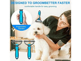 Double Sided Pet Deshedding Brush Stainless Steel Dematting Tool