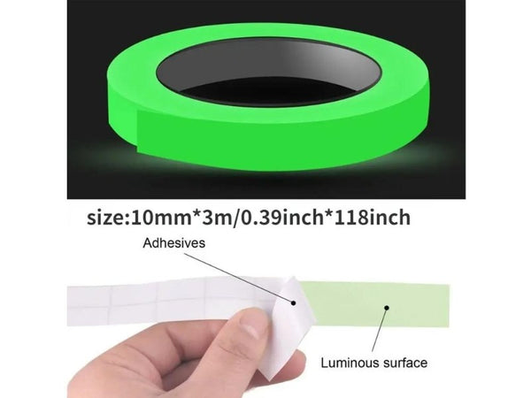 Green Glow in the Dark Tape 3m x 1cm - Safety & Decor