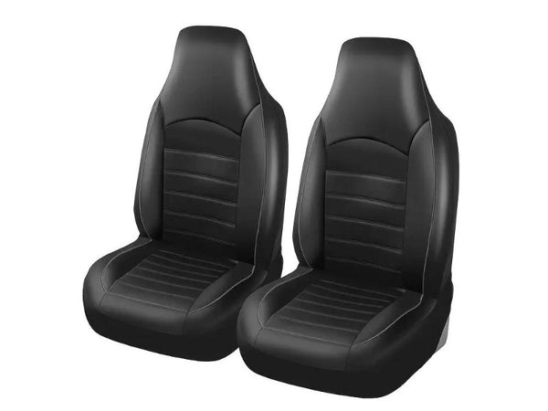 PU Leather Universal Car Seat Covers - 2pc Front Seat Pair Black