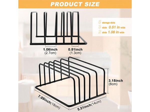 Black Carbon Steel Cutting Board Rack (Kitchen Countertop)