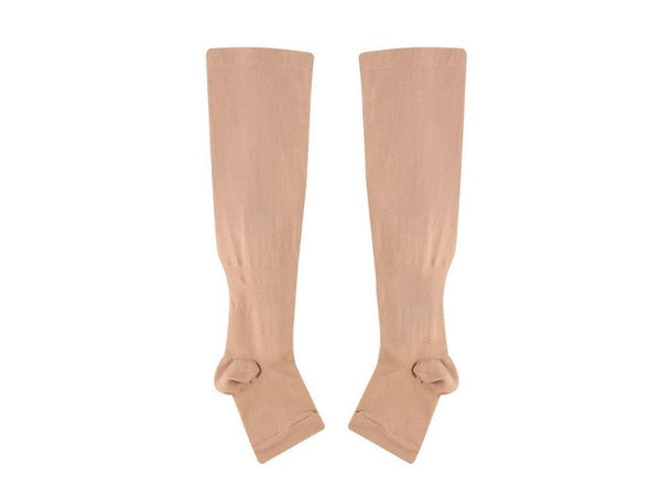 Nude Zipped Compression Socks