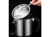 Stainless Steel Oil Filter Pot 1.8L Storage Can with Mesh