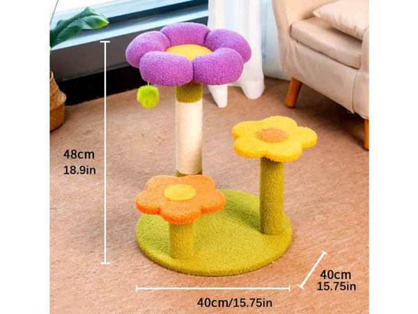 Flower Cat Tree Tower - 3-Ply Small Kitten Scratching Post