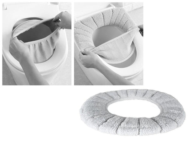 Soft and Warm Fabric Toilet Seat Cover-Light Grey