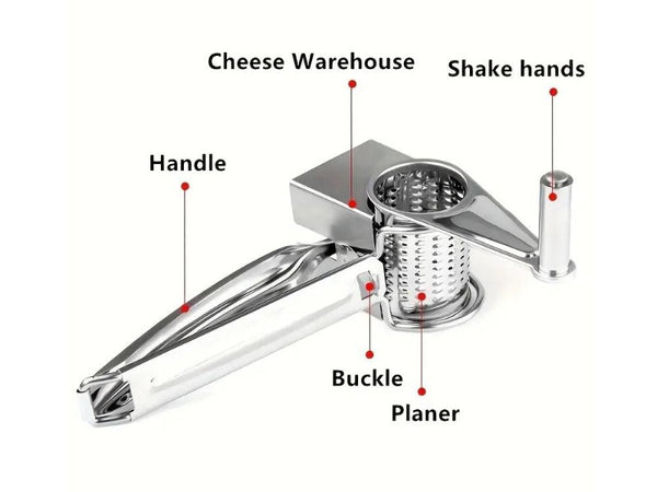 Rotary Cheese Grater Stainless Steel Hand Crank Shredder Slicer