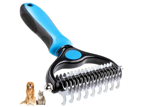 Double Sided Pet Deshedding Brush Stainless Steel Dematting Tool