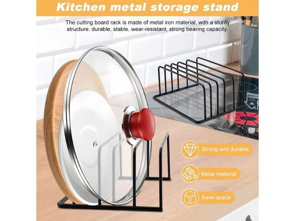 Black Carbon Steel Cutting Board Rack (Kitchen Countertop)
