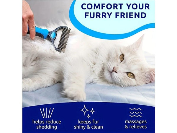 Double Sided Pet Deshedding Brush Stainless Steel Dematting Tool