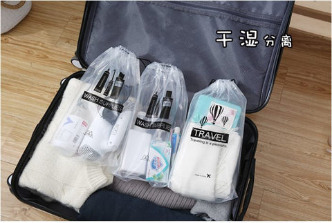 PVC Transparent Drawstring Waterproof Travel Storage Bag