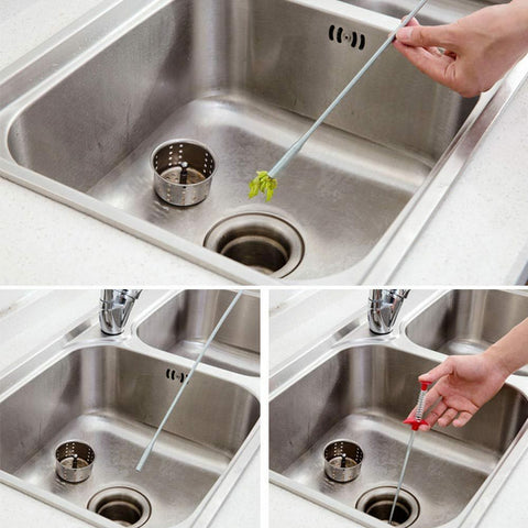 Drain Cleaner Spring Tool Long Sink Kitchen Bath Hair Remover