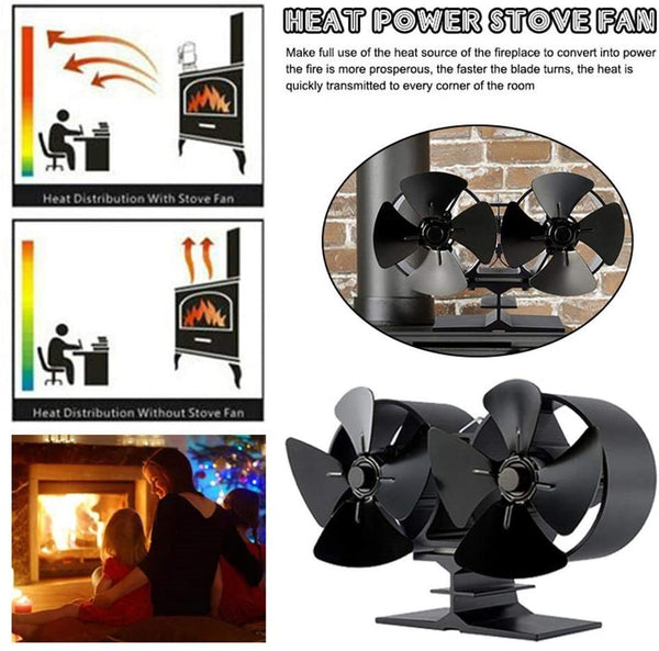 8 Blades Double Head Fireplace Fan