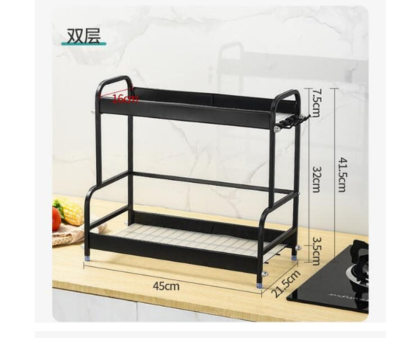 2 Tier Kitchen Rack Stainless Steel Jars Bottle Shelf