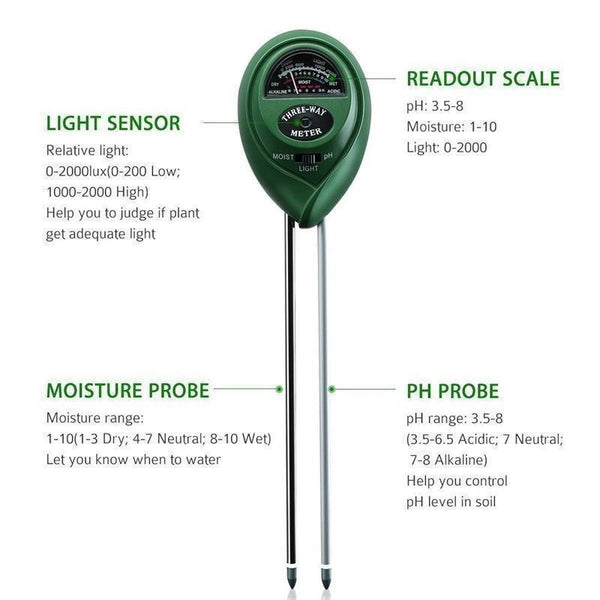 Soil Humidity Tester PH Moisture Light Test Meter For Garden