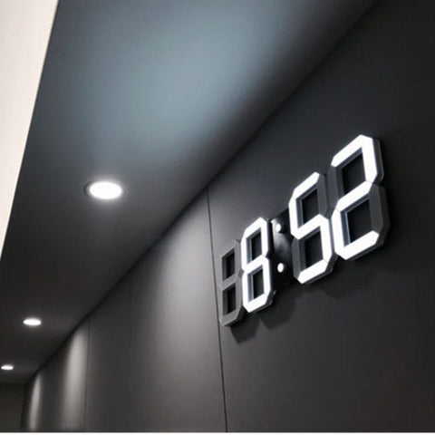 Modern Digital 3D White USB Powered LED Wall Clock