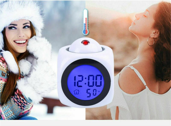 Alarm Clock LED Wall/Ceiling Projection LCD Digital Talking