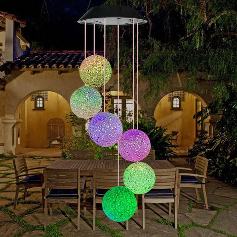 Colour Changing Hanging Wind Chimes Solar Powered LED Ball Lights