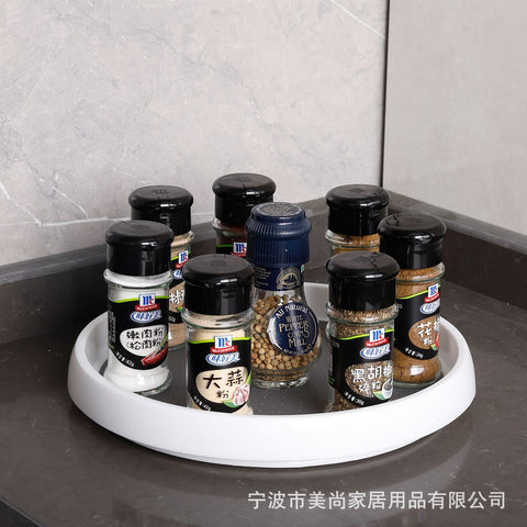 Round Rotating Spice Storage Rack Tray Turntable