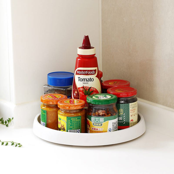 Round Rotating Spice Storage Rack Tray Turntable