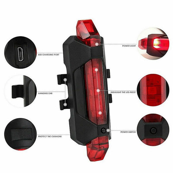 USB Bike Light Rechargeable LED Bicycle Front Rear