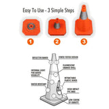 Collapsible Safety Cone with LED Lights 50cm