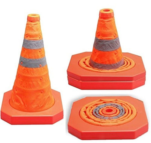 Collapsible Safety Cone with LED Lights 50cm