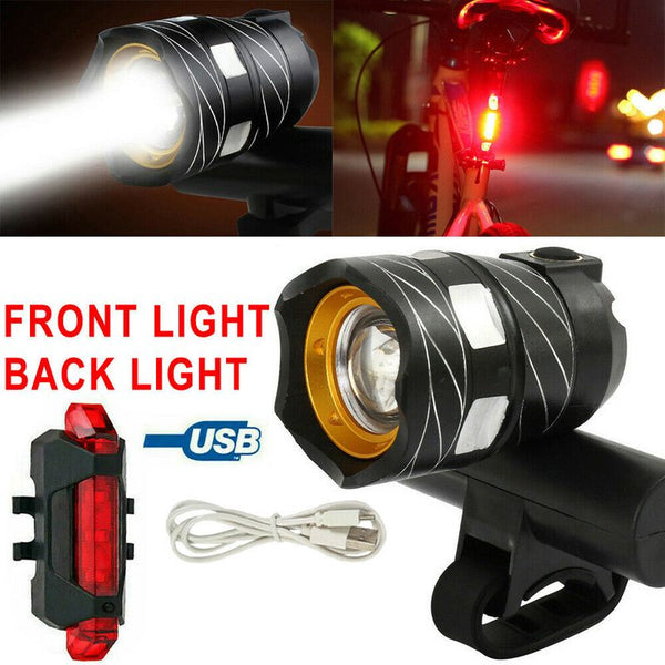 USB Bike Light Rechargeable LED Bicycle Front Rear