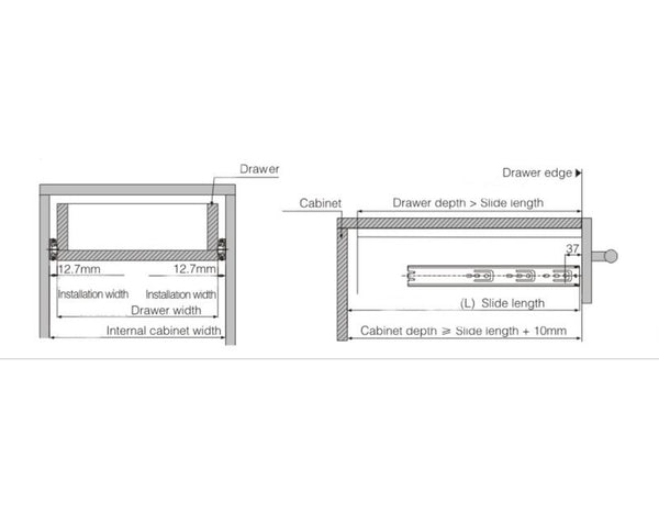 350mm Drawer Runner Soft Close