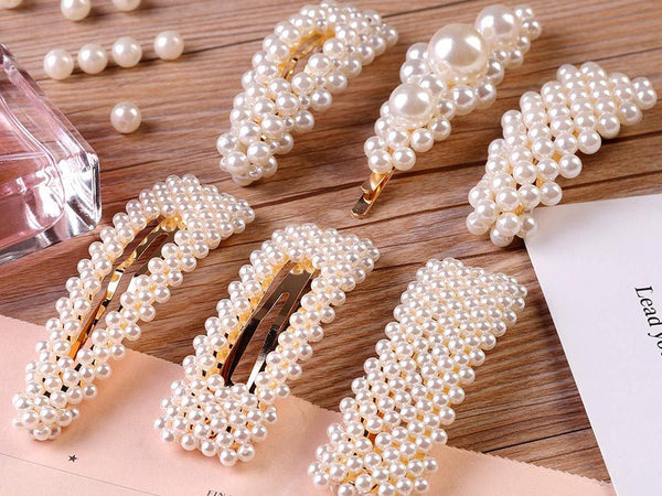 Pearl Hair Clips x 12