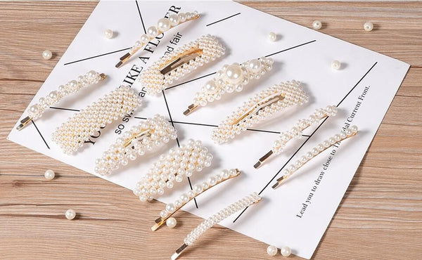 Pearl Hair Clips x 12