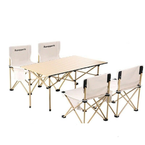 5PCS Folding Table Chairs Aluminium Picnic Table