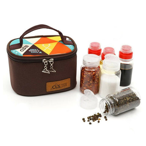 Camping Spice Jar Bottles Portable with Carry Bag