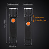 Waterproof LED Flashlight Alloy USB Torch Lamp