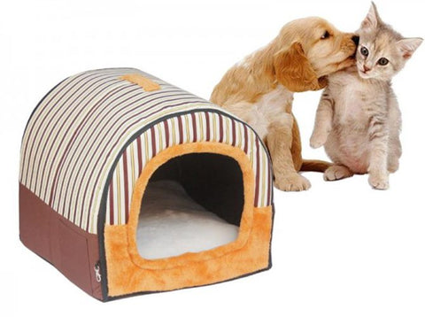 Dog Cat Cave House Bed Fleece Mat Large,60x47x45cm