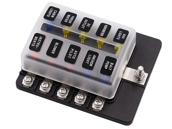 12V 10 Way Blade Fuse Box w