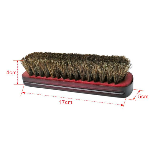 Shoe Shine Buffing Brush Horse Hair Wood Handle