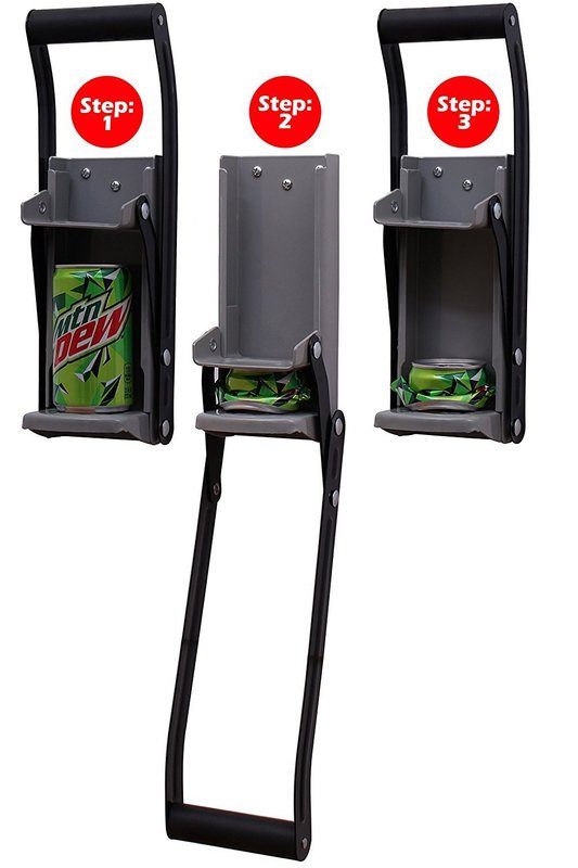 16 oz Can Crusher - Metal Can Crusher Wall Mounted with Easy Pull-Down Mechanism - Heavy Duty Aluminum Can Crusher for Recycling Soda, Beer Cans
