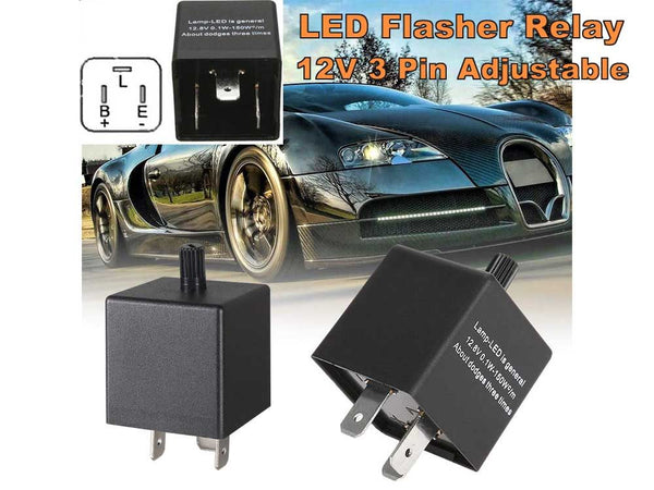 LED Flasher Relay 12V 3 Pin Adjustable