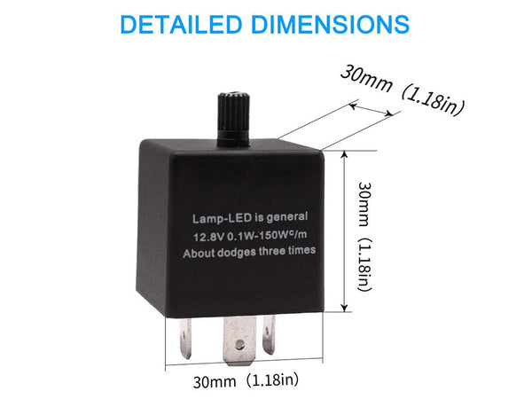 LED Flasher Relay 12V 3 Pin Adjustable