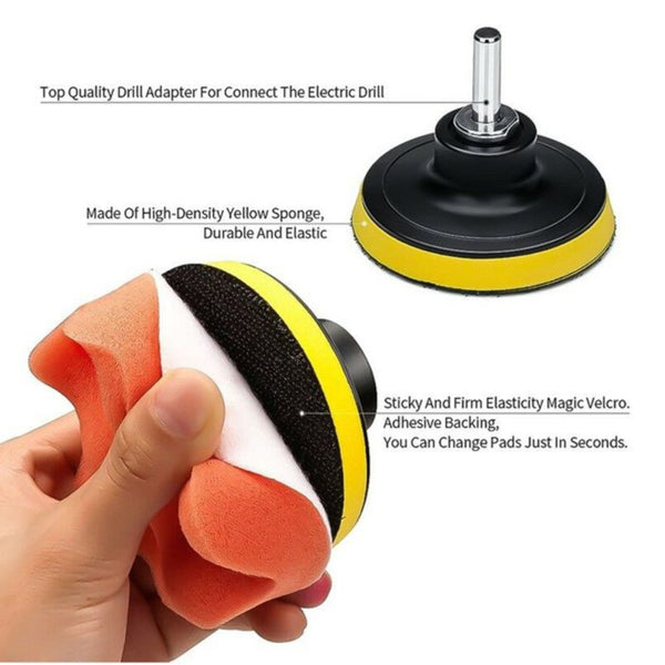 12pcs Car Polishing Pads Sponge Woolen Waxing Buffing Kit 5 inch