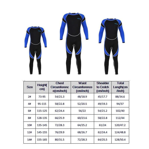 Kids Wetsuit Youth Diving Suits Size