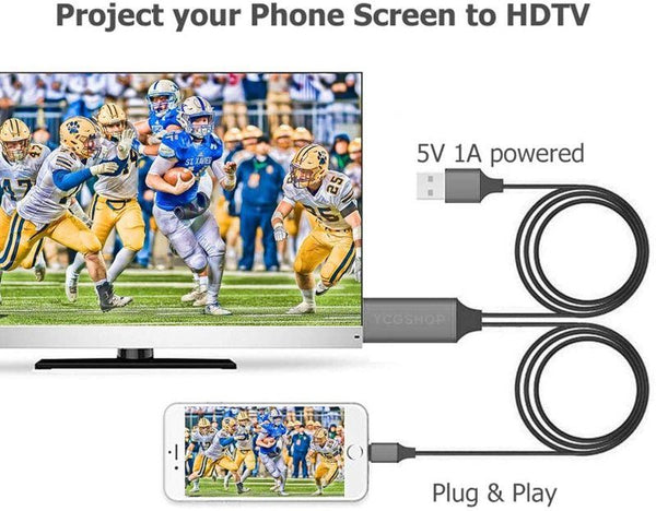 Lightning to HDMI Cable iPhone iPad AV TV Adapter Cable