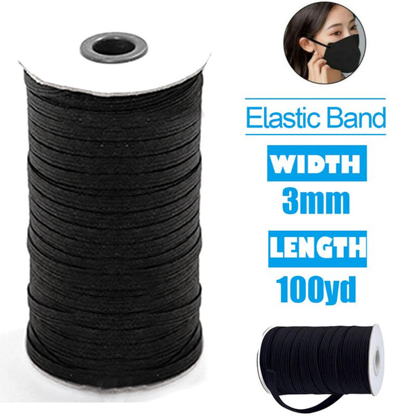 3mm 100 Yard Braided Elastic Band Flat Elastic Cord Ribbons