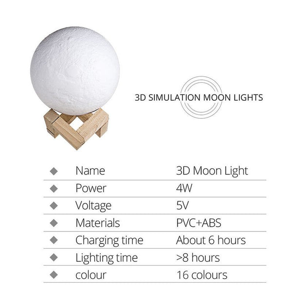 3D Moon Night Light 10cm