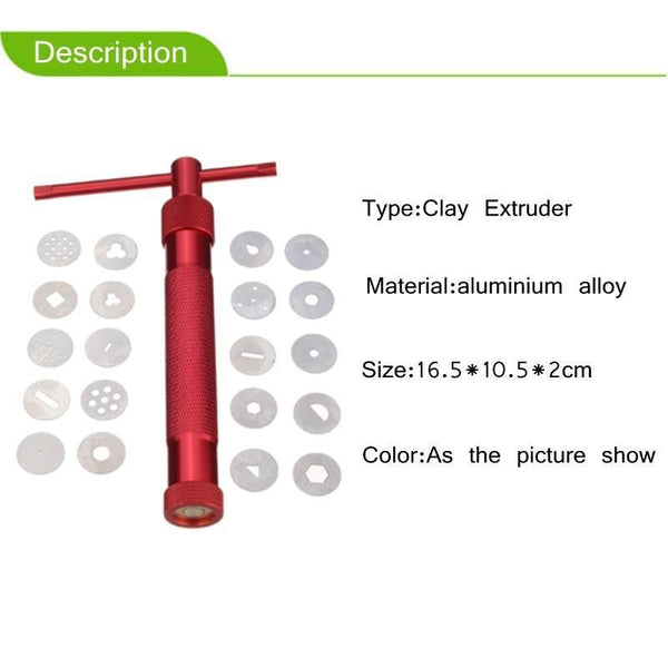 Clay Extruder Pastry Cake Fondant Gun with 20 Disc