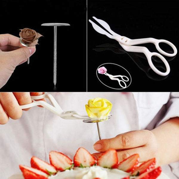 Cake Cream Flower Fondant Holder Plastic Pastry Scissor